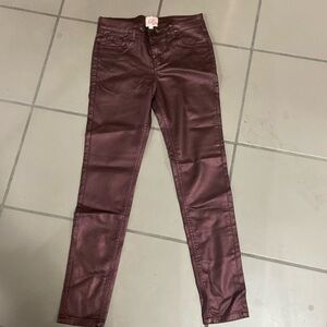 GB bright maroon metallic pants/jeans